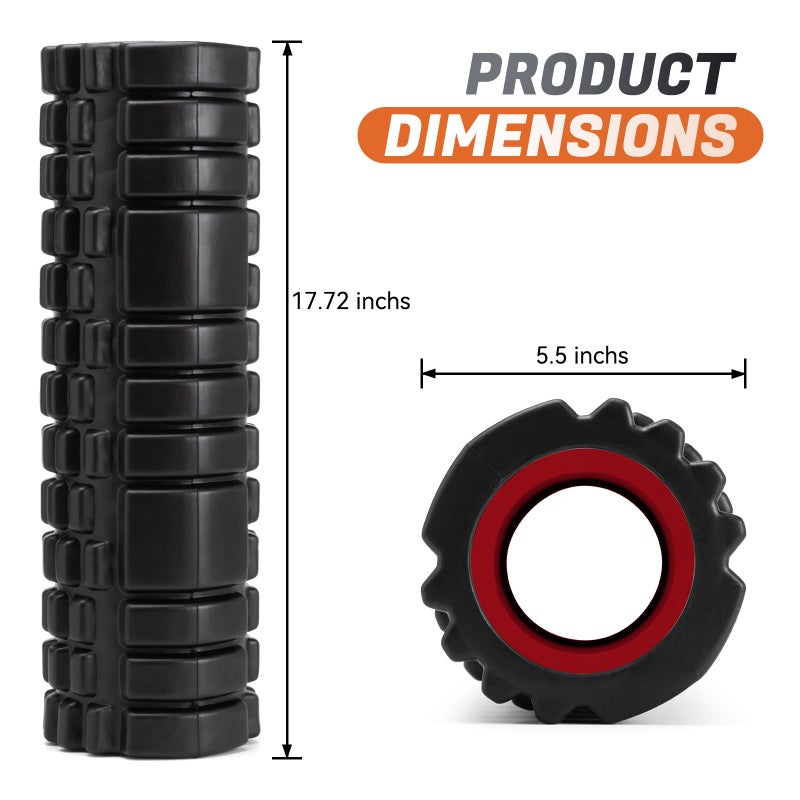 Zmarthumb Foam Roller for Deep Tissue Massager, 18" Trigger Point Foam Roller, Patented Exercise Roller for Muscle Recovery, Physical Therapy, Improves Mobility, Fitness, Yoga and Pilates (Black) - Image 2