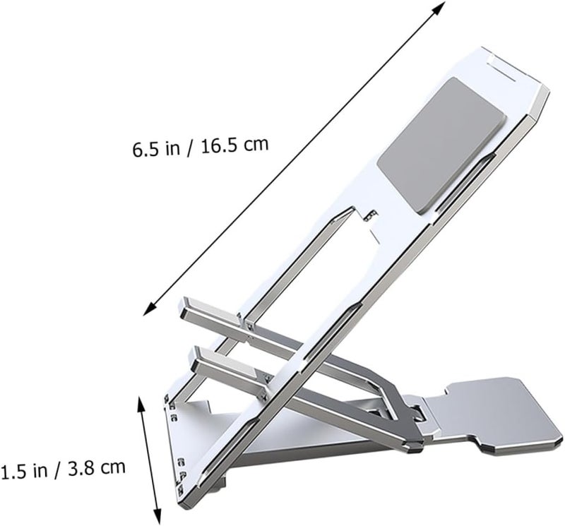 Adjustable Aluminium Alloy Tablet Support and Phone Holder Desktop Stand Portable Folding Bracket for Smartphones and Tablets Silver - Image 2
