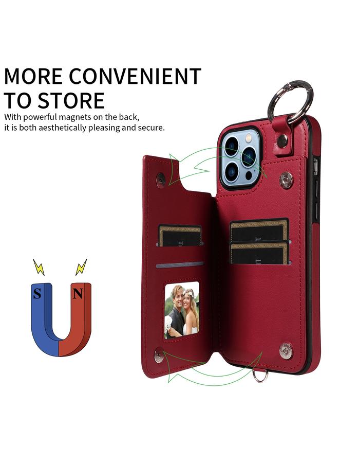 Zaboon Case For iPhone 13 Pro Max Rhombic Texture Card Bag Phone Case with Short Lanyard - Image 5