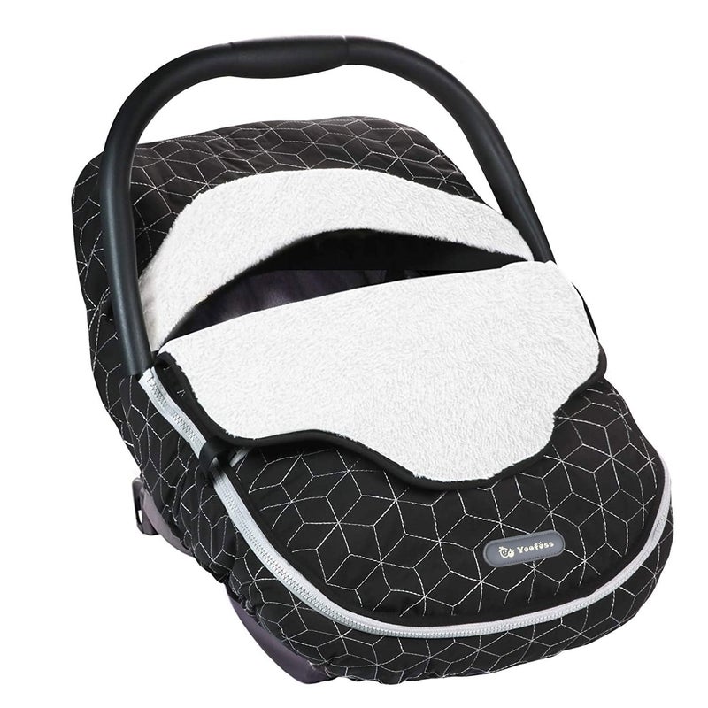 YOOFOSS Yoofoss Baby Car Seat Cover Winter Carseat Canopies Cover to Protect Baby from Cold Wind Super Warm Plush Fleece Baby Carrier Cover for Infant Boys Girls Black