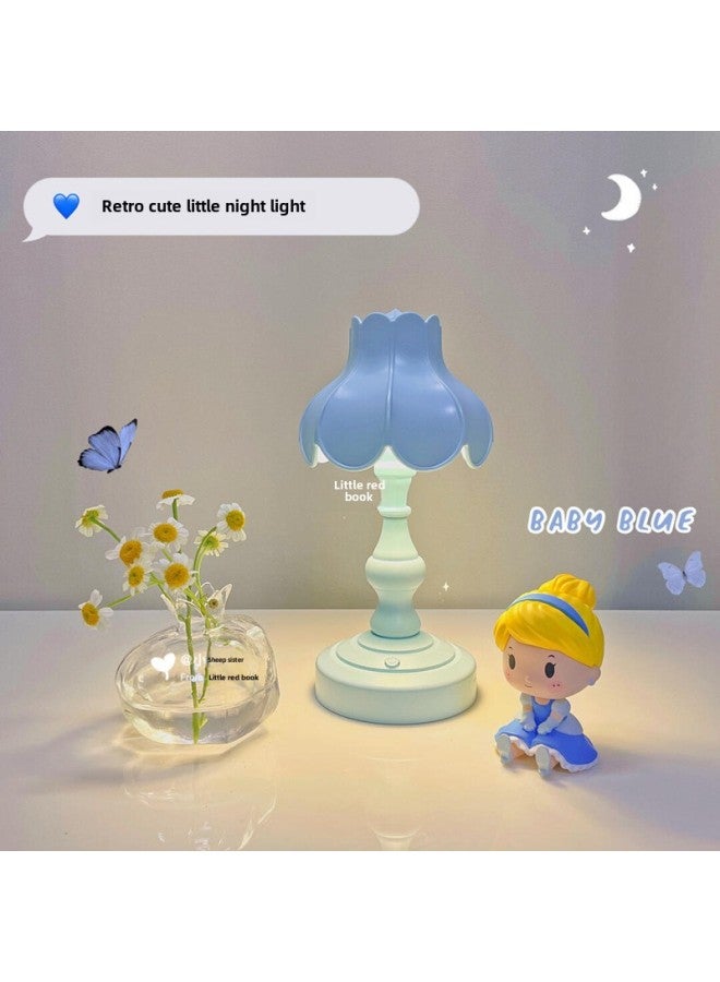 Vintage Table Lamp Ins Lotus Leaf Nightlight Cute Girl Romantic Bedroom Creative Lighting Nordic Style Mini Luminous-Colour:Red Lotus Leaf Lamp/three-tone Lighting  - Image 2
