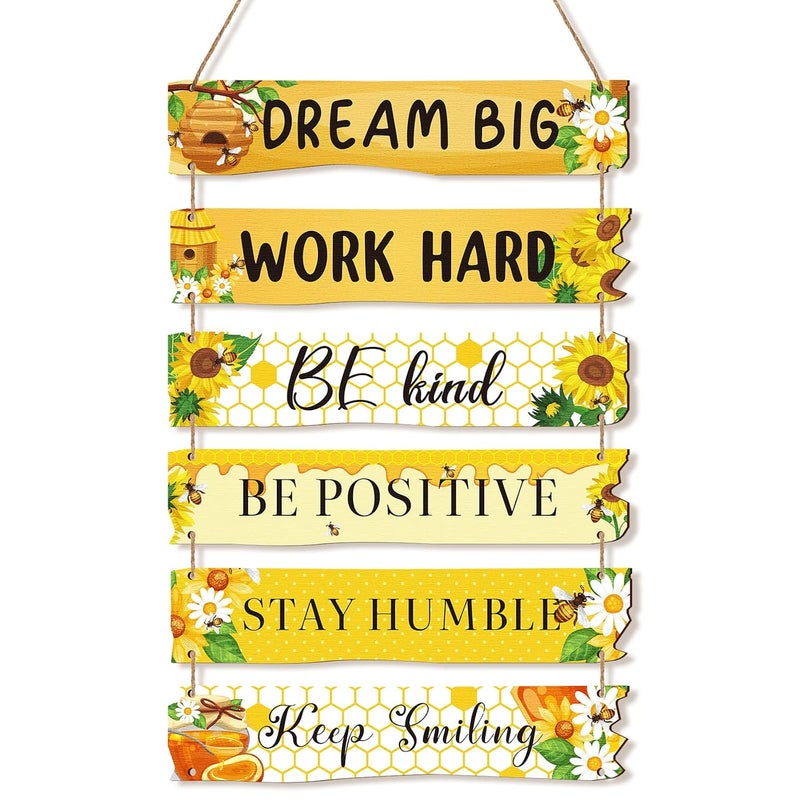 Al Raied ARS® 6 Pcs Rustic Wall Hanging Plaque Sign - Inspirational Quotes Decor for Home and Office - Image 1