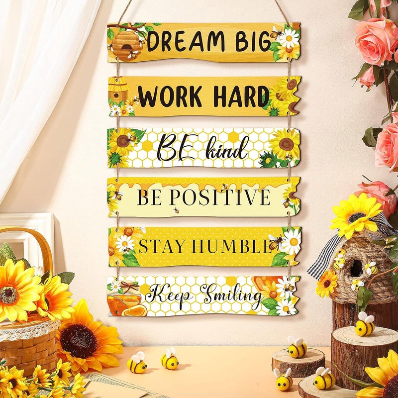 Al Raied ARS® 6 Pcs Rustic Wall Hanging Plaque Sign - Inspirational Quotes Decor for Home and Office - Image 2