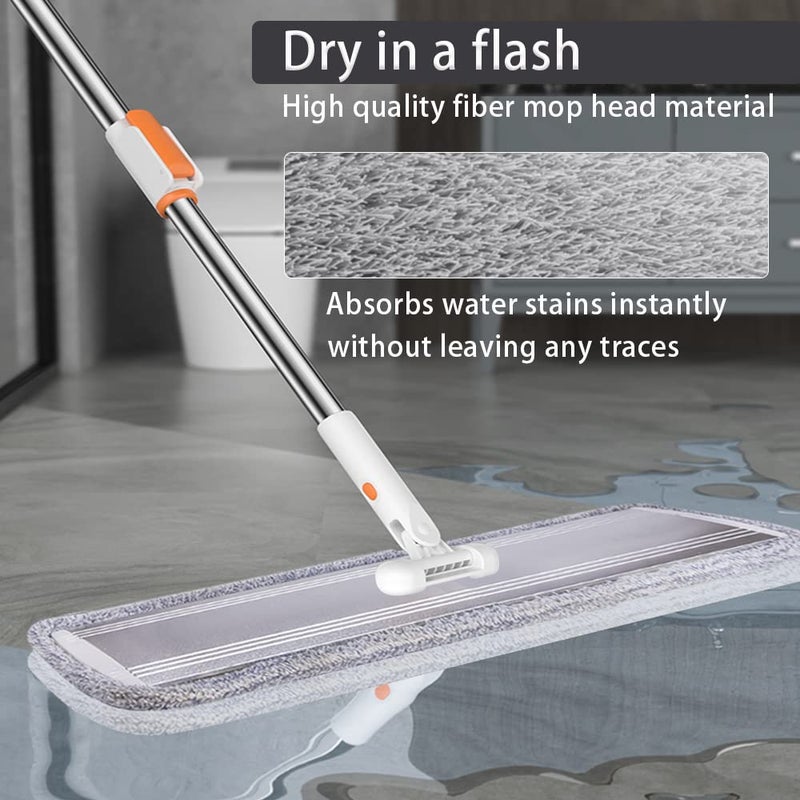 SUNKI 32-Inch Microfiber Flat Mop for Floor Cleaning - Commercial Wide Mop with 360Â° Rotation, Stainless Steel Handle & 4 Reusable Washable Pads - for Hardwood, Laminate, Tile, Dust and Wet Mopping - Image 5