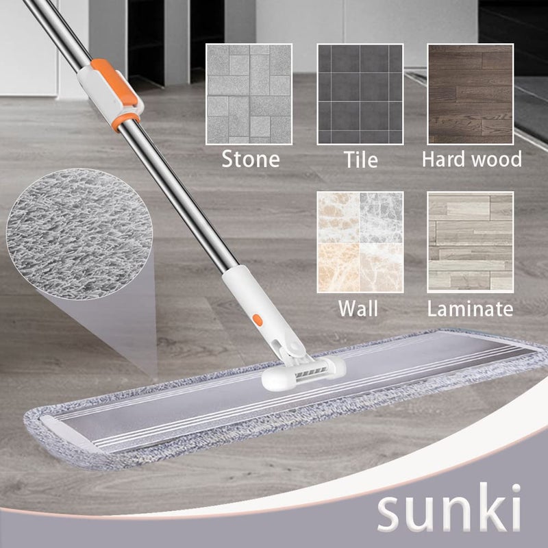 SUNKI 32-Inch Microfiber Flat Mop for Floor Cleaning - Commercial Wide Mop with 360Â° Rotation, Stainless Steel Handle & 4 Reusable Washable Pads - for Hardwood, Laminate, Tile, Dust and Wet Mopping - Image 3