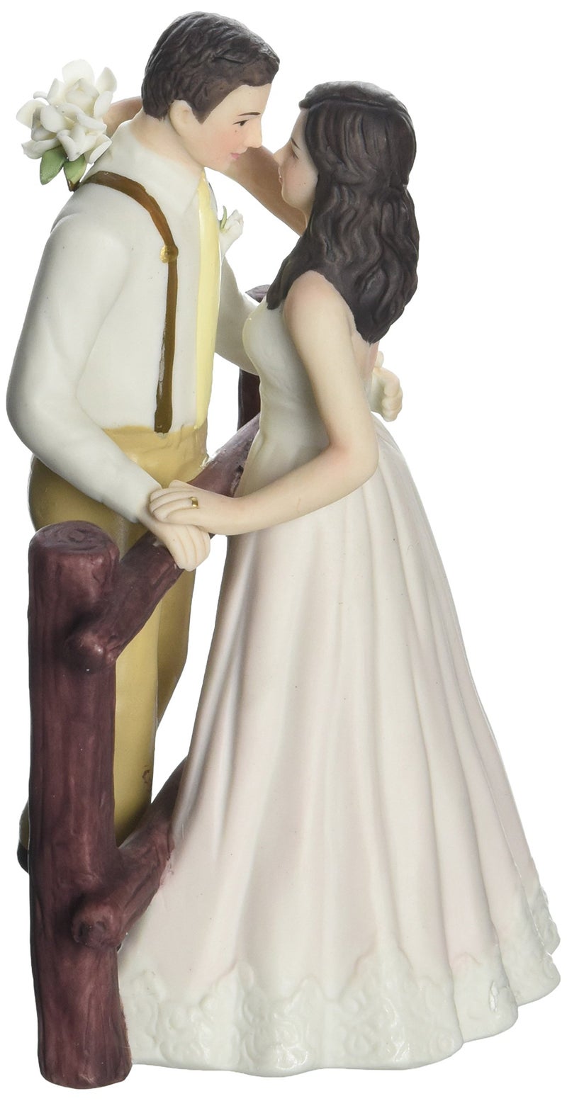Rustic Couple Porcelain Figurine Wedding Cake Topper Blush Dress