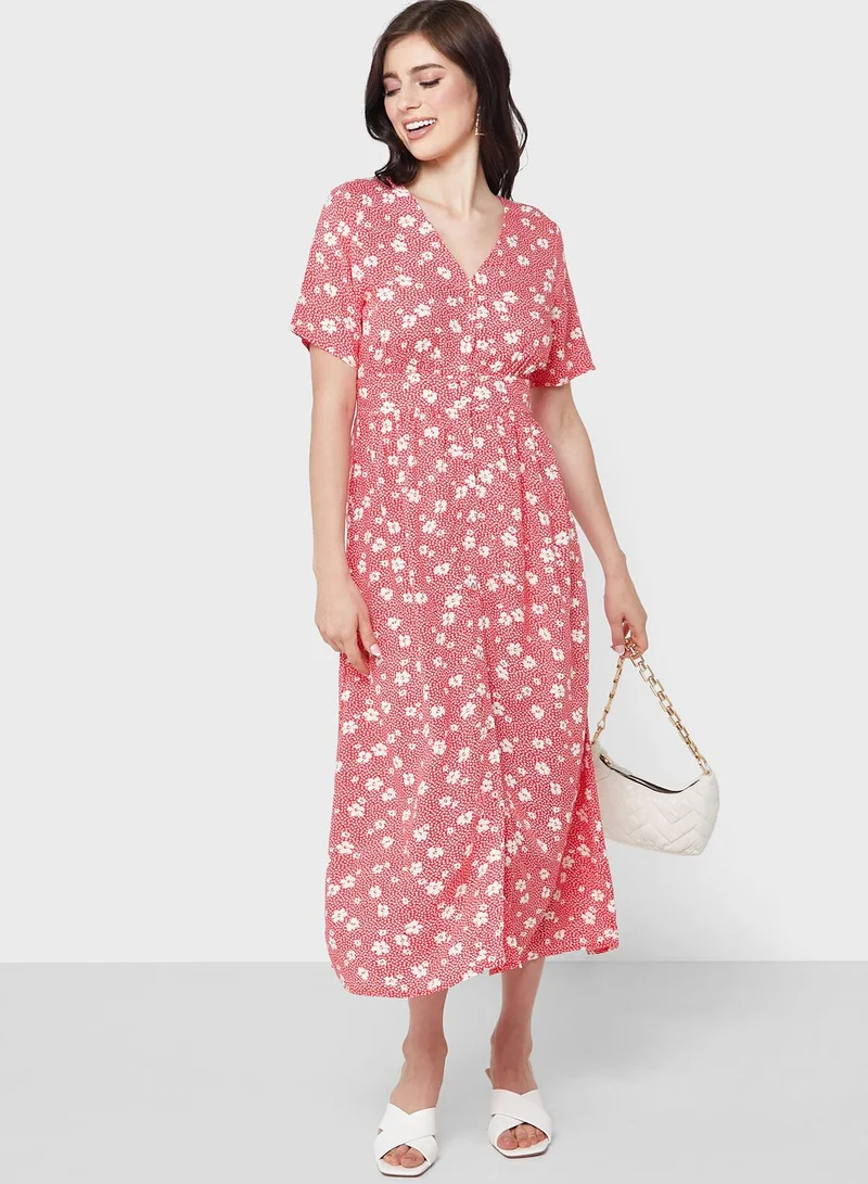 ONLY Floral Printed Button Detail Dress