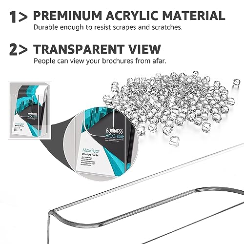 MaxGear Brochure Holder 8.5x11 inch Acrylic Pamphlet Holder Clear Plastic Flyer Holder Wall Mount for Ofiice, School, Exhibition, 3 Pack - Image 3