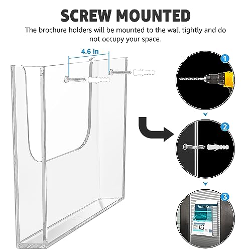 MaxGear Brochure Holder 8.5x11 inch Acrylic Pamphlet Holder Clear Plastic Flyer Holder Wall Mount for Ofiice, School, Exhibition, 3 Pack - Image 5