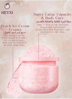 Heyxi NATURAL Peach Body Ice Cream Scrub With Glycerin, Shea Butter And Peach Oil | Exfoliating Body Scrub For Skin Care, Stretch Marks, Acne, Cellulite | Body Scrub Exfoliator | 250g  - Image 3