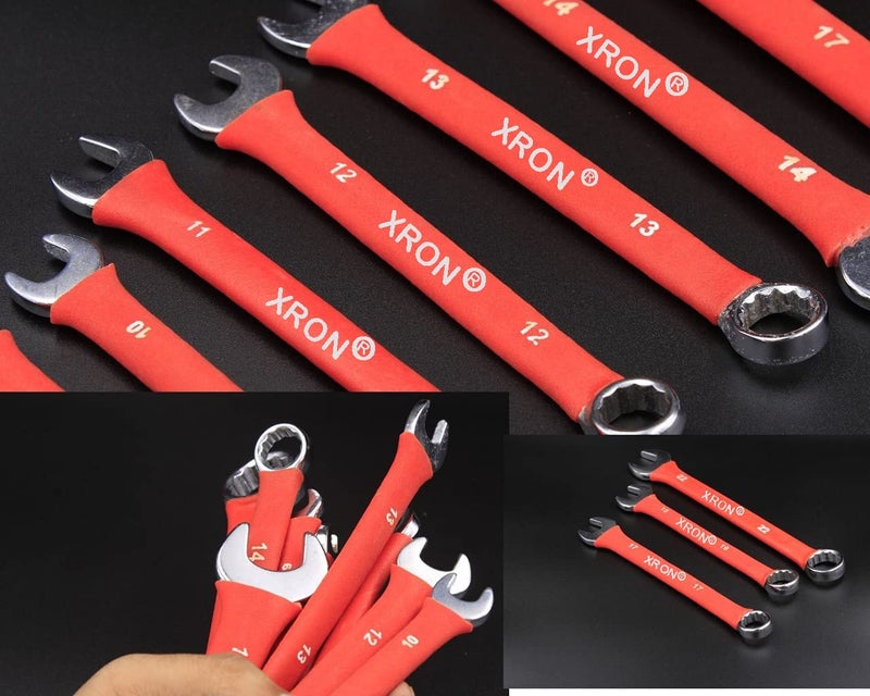 X RON Combination Spanner Wrench Set, Combination Spanner Set 6mm To 22 mm,12-Piece,Chrome Vanadium Steel, with Rolling Pouch,Red Color (With Bag) - Image 3