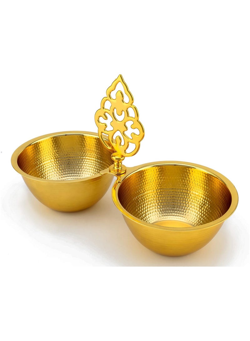 Shallow Gold Nut Bowl with Handle – Elegant Serving for Nuts, Candy & Desserts - Image 2