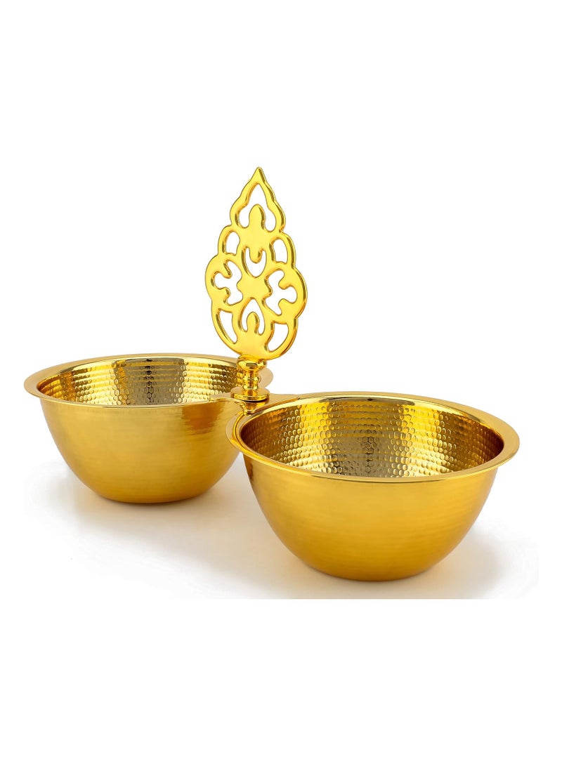 Shallow Gold Nut Bowl with Handle – Elegant Serving for Nuts, Candy & Desserts - Image 3