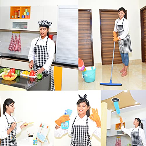 Switchon® Cotton Checkered Kitchen Apron with Chef Cap | Free Size Cooking Apron for Men & Women | Multi-Purpose Apron for Home, Hotels, Cafés & Restaurants | Ideal Kitchen Gift Set - Image 4