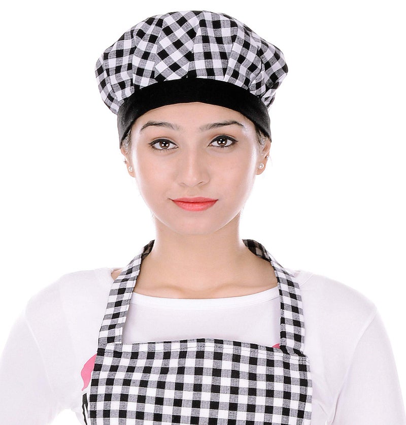 Switchon® Cotton Checkered Kitchen Apron with Chef Cap | Free Size Cooking Apron for Men & Women | Multi-Purpose Apron for Home, Hotels, Cafés & Restaurants | Ideal Kitchen Gift Set - Image 3