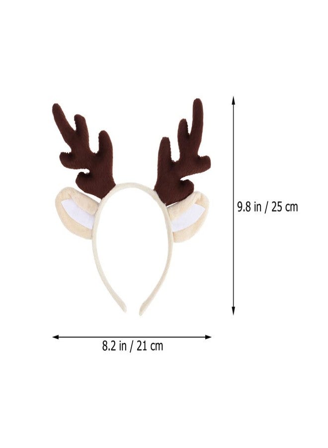 Sewroro Antler Headband, Reindeer Antler Hair Hoop Reindeer Headband with Plush Ears Elk Headwear for Christmas Birthday Costume Party - Image 4