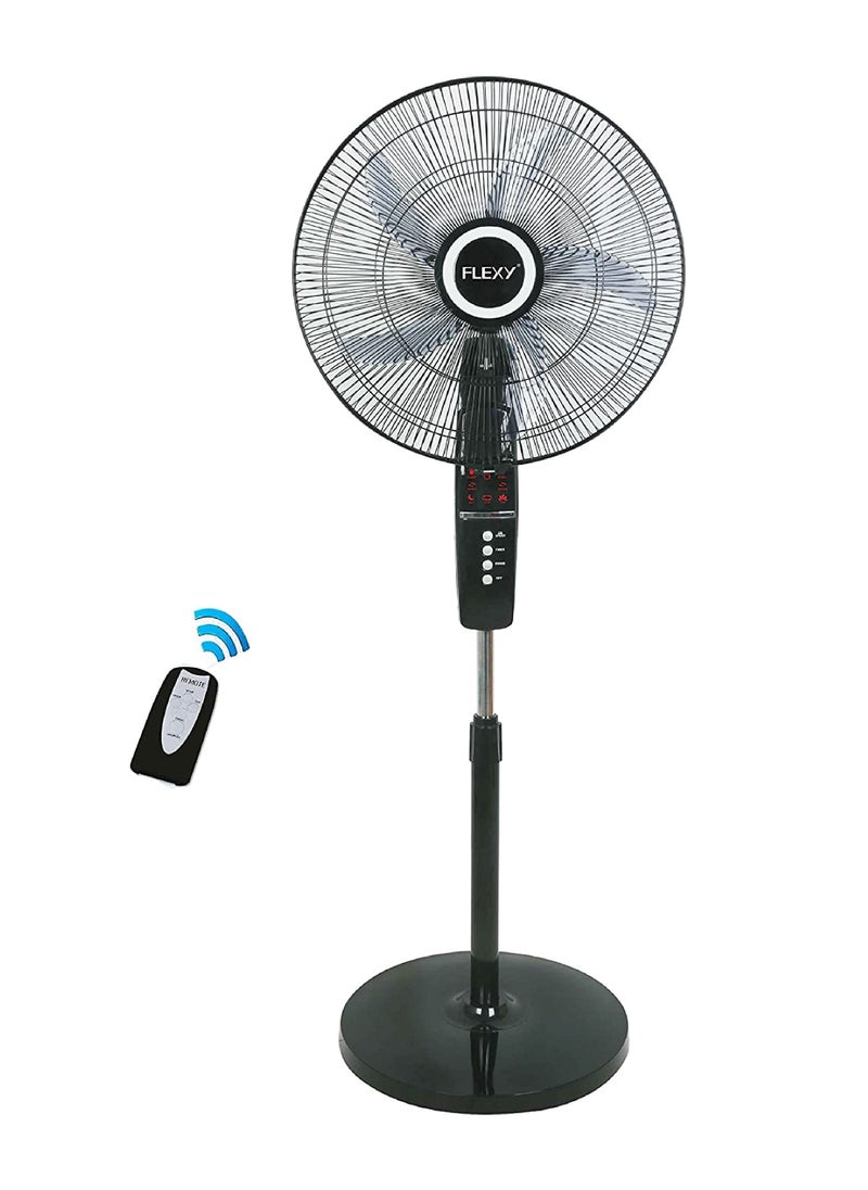 Flexy - 18 Inch Stand Fan With Remote Control And Timer | Pedestal Floor Cooling Fan For Home And Outdoor Use | 5 Leaf 3 Speed Powerful Electric Tower Fan - Image 1