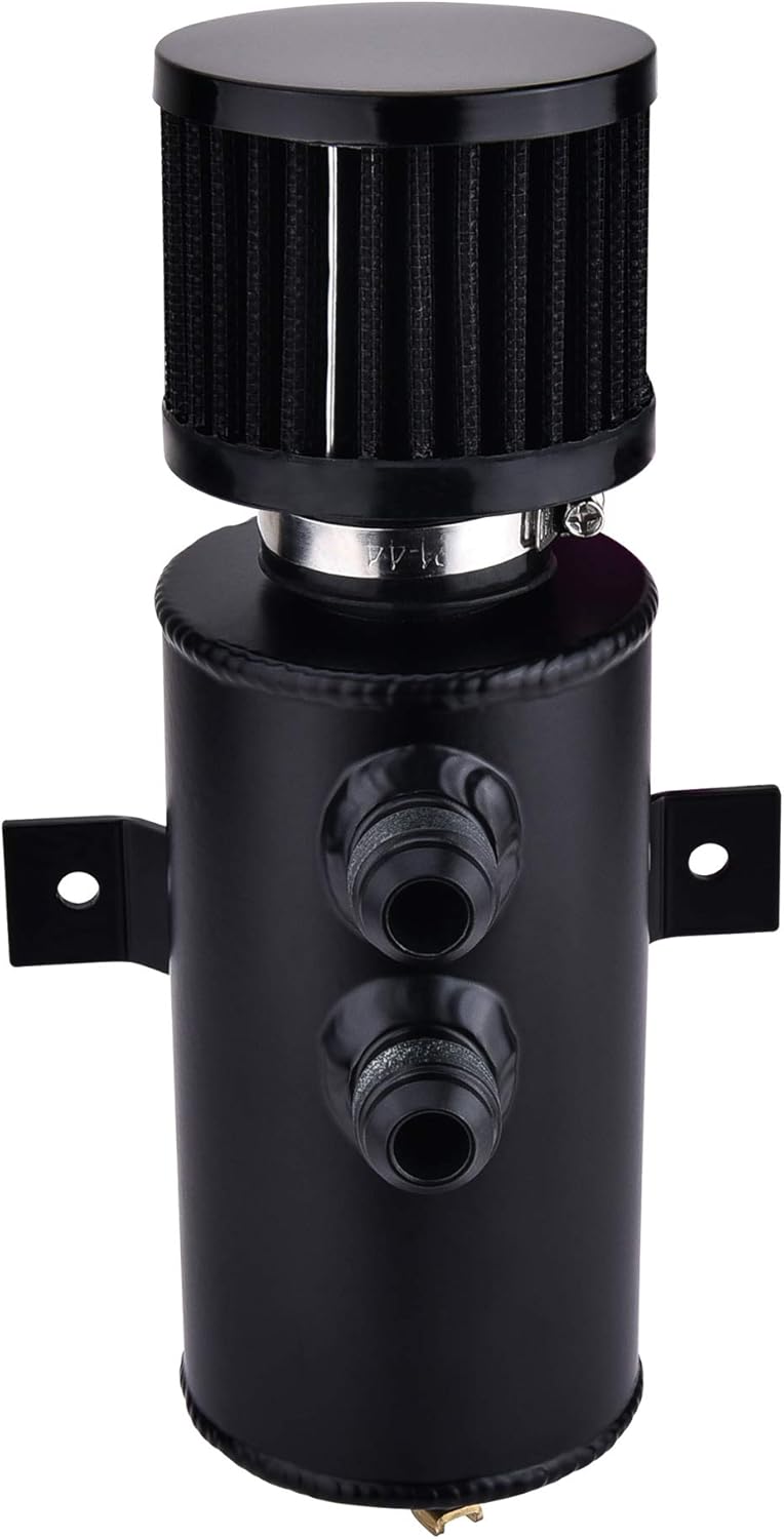 ESPEEDER SYKRSS Universal 10AN Aluminum Baffled Oil Catch Can with Breather Filter 750ml Black - Image 1