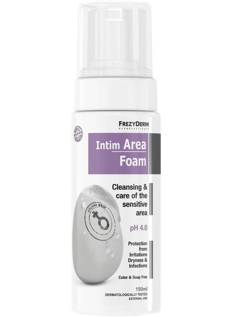 Frezyderm Intimate Area Foam pH 4.0 150ml | Gentle Feminine Intimate Cleansing Foam | pH Balanced Daily Hygiene | Sensitive Skin Care