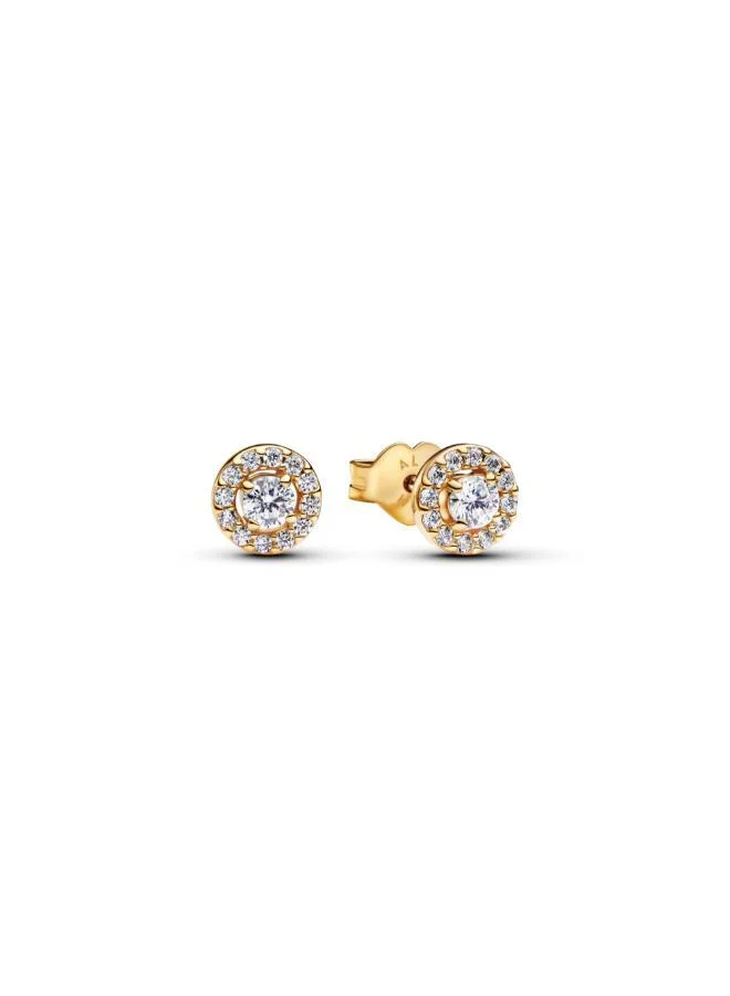 باندورا Round Pavé Halo Stud Earrings