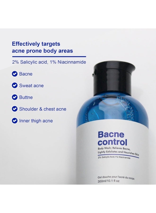 رو إسينشالز غسول الجسم Raw Essentials للتحكم في حب الشباب (Bacne Control) - يحتوي على 2% حمض الساليسيليك و1% نياسيناميد - سعة 300 مل (عبوة واحدة) - يخفف من حب الشباب في الجسم، ويقشر البشرة ويغذيها - خالٍ من SLS والبارابين - مناسب للرجال والنساء. - Image 2