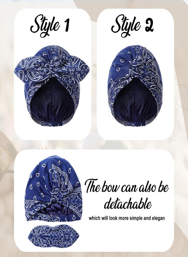 Funtery 4 Pcs Satin Sleeping Bonnet Turban for Women Chemo Satin Bonnet Caps Soft Hair Wrap Slouch Beanie, Shower Cap, Cancer (Classic Color) - Image 3