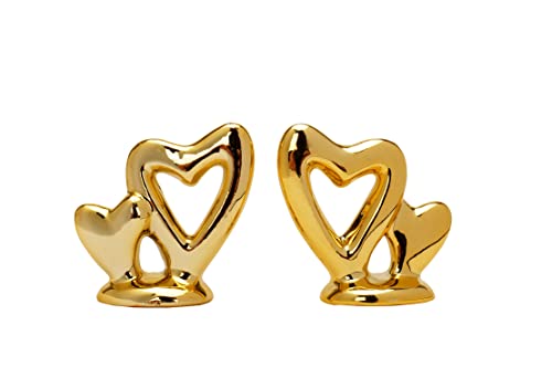 Dawbun Gold Small Animal Statue Heart Statue Decor Modern Style Ceramic Gold Heart Animal Figurines Statues for Home Decor Accents Living Room Office Table Bookshelf Desk Bedroom Decorative Objects - Image 1