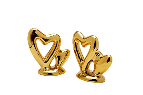 Dawbun Gold Small Animal Statue Heart Statue Decor Modern Style Ceramic Gold Heart Animal Figurines Statues for Home Decor Accents Living Room Office Table Bookshelf Desk Bedroom Decorative Objects - Image 4