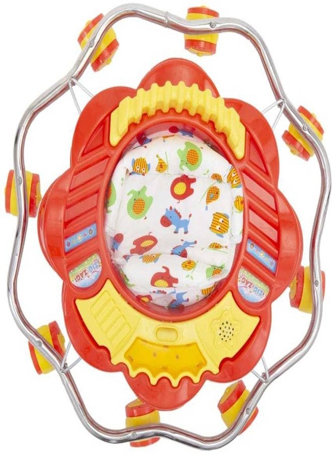 Maanit Musical Baby Walker for 6-24 Months – 8-Wheel Adjustable Foldable Infant Walker with Cushioned Seat, 360° Rotating Wheels, Toys & Music – Lightweight & Safe Learning Walker for Toddlers (Red) - Image 4