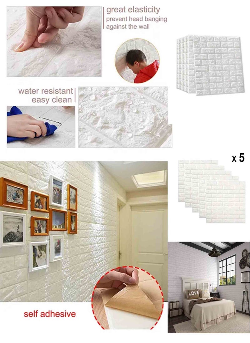 5-Piece 3D Foam Bricks Wallpaper Set