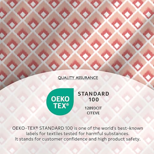 Layers Zen Cotton Blend Double Bedsheet Set (Oeko Tex Certified) | 1 Double Cotton Bedsheet & 2 Pillow Covers | Breathable & Anti-Wrinkle | 225 CVC | (Ikat Print, Peach) - Image 4