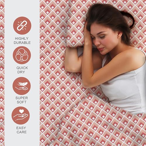 Layers Zen Cotton Blend Double Bedsheet Set (Oeko Tex Certified) | 1 Double Cotton Bedsheet & 2 Pillow Covers | Breathable & Anti-Wrinkle | 225 CVC | (Ikat Print, Peach) - Image 2