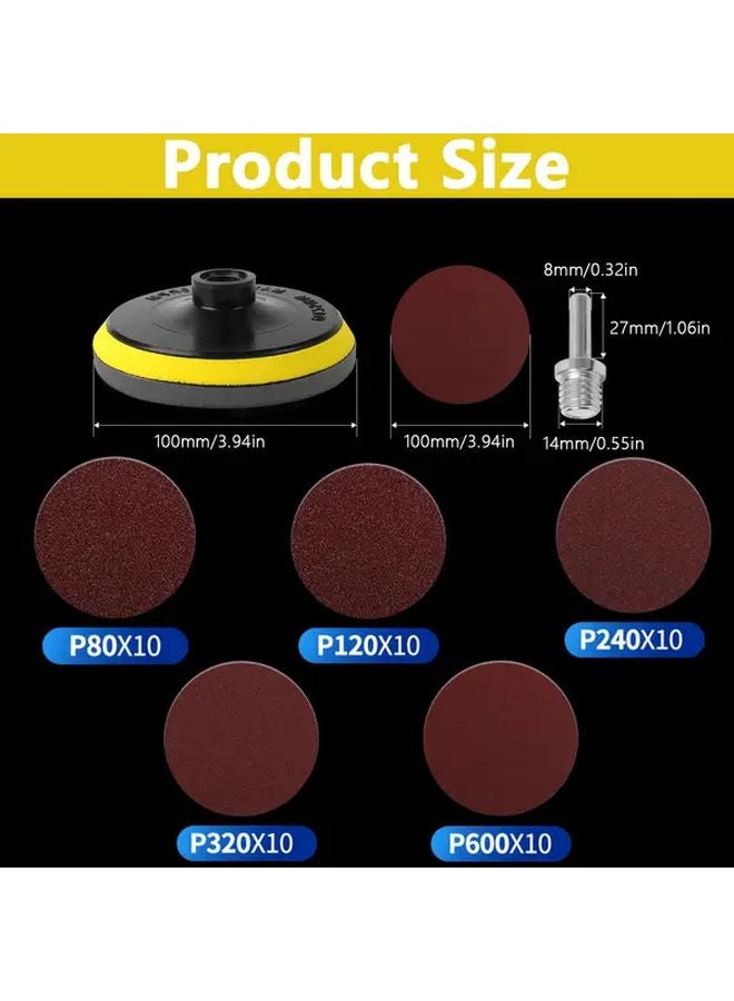 52pcs Angle Grinder Sanding Discs With Backing Pad M14 Thread For Wood Metal Polishing - Image 3