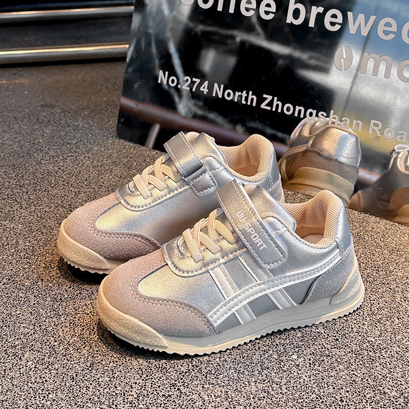 Children'S Sports Shoes, Boys' Forrest Gump Shoes, 2025 Spring Girls' New Soft-Soled Silver Casual Shoes, Baby Sneakers - Image 3