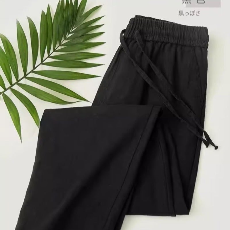 Retro Linen Pants Men Chinese Style Casual Summer Khaki - Image 4