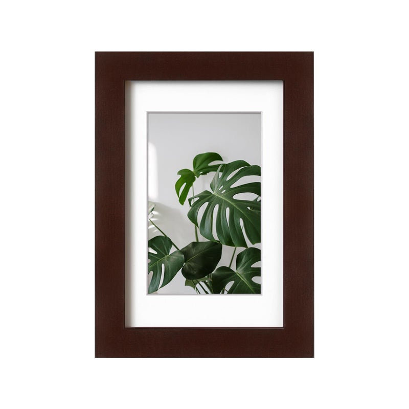 Egofine 5x7 Picture Frame Made of Solid Wood with Plexiglass  Display Pictures 3.5x5/4x6 with Mat or 5x7 Without Mat for Tabletop and Wall Mounting  Walnut Color - Image 1