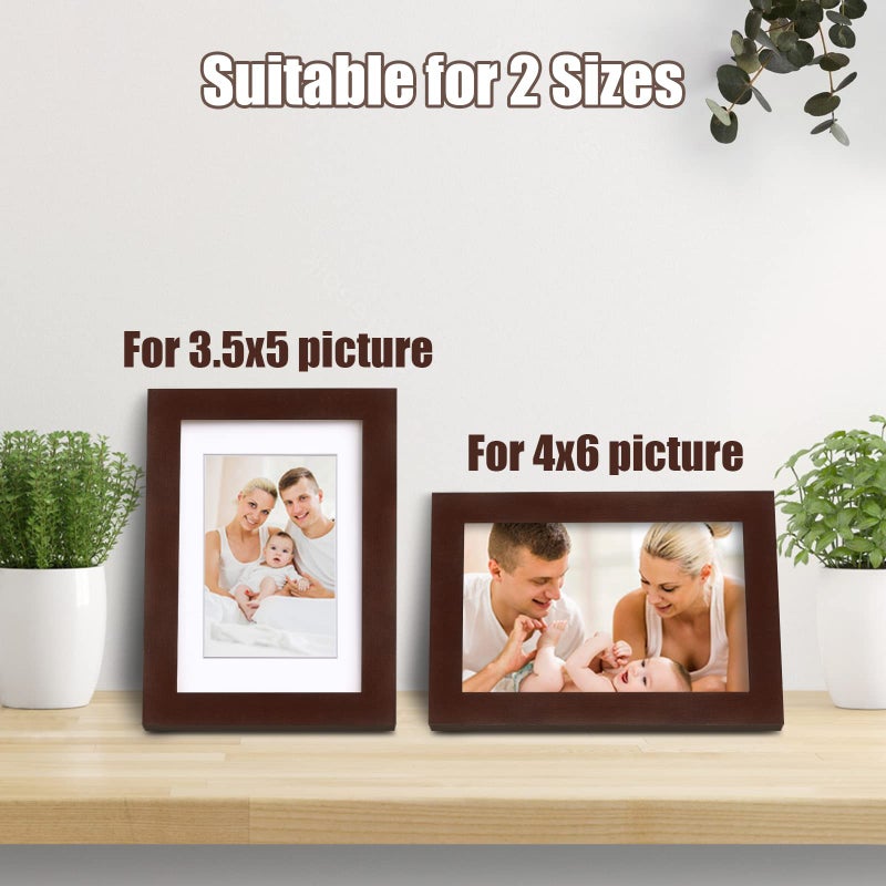 Egofine 5x7 Picture Frame Made of Solid Wood with Plexiglass  Display Pictures 3.5x5/4x6 with Mat or 5x7 Without Mat for Tabletop and Wall Mounting  Walnut Color - Image 4