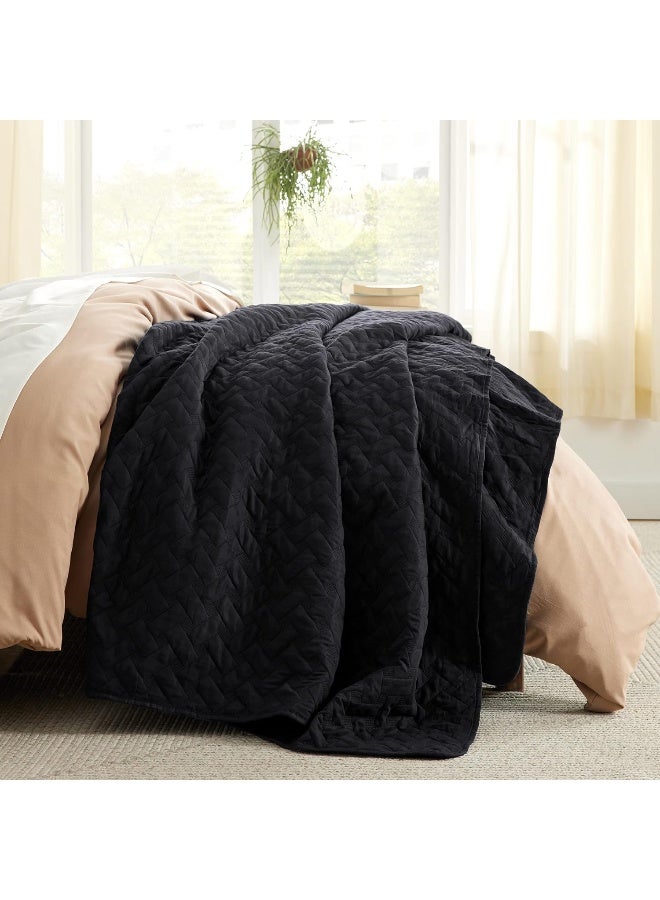 BEDSURE Twin Extra Long Quilt Set - Lightweight Summer Quilt Twin - Black Bedspreads Twin Size- Bedding Coverlets for All Seasons (Includes 1 Quilt, 1 Sham) - Image 1