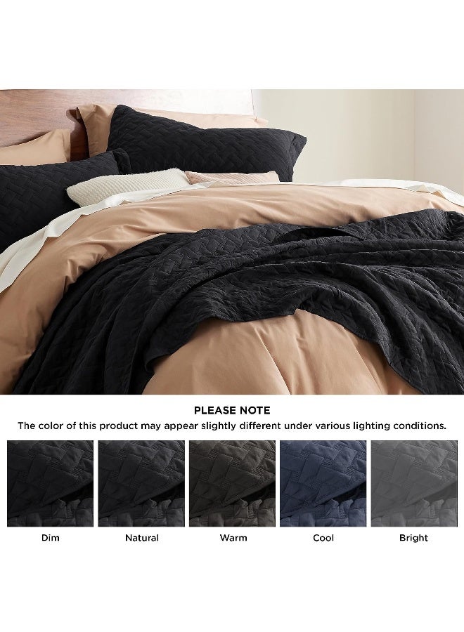 BEDSURE Twin Extra Long Quilt Set - Lightweight Summer Quilt Twin - Black Bedspreads Twin Size- Bedding Coverlets for All Seasons (Includes 1 Quilt, 1 Sham) - Image 2