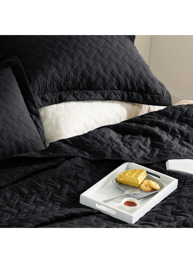 BEDSURE Twin Extra Long Quilt Set - Lightweight Summer Quilt Twin - Black Bedspreads Twin Size- Bedding Coverlets for All Seasons (Includes 1 Quilt, 1 Sham) - Image 3