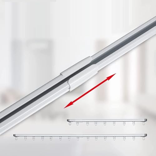 LUVINA Retractable curtain track(32.8in-60in),Top-mounted Room Divider Curtain Rod,Ceiling Rails Set with Silent Rollers and Hooks for Living, aluminum alloy curtain box curtain rod White (2) - Image 2