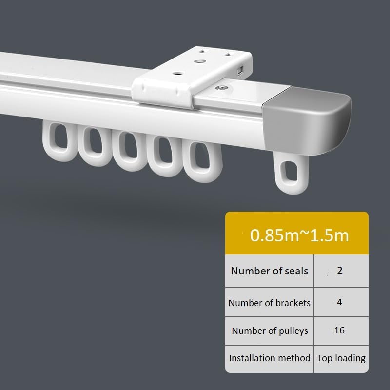 LUVINA Retractable curtain track(32.8in-60in),Top-mounted Room Divider Curtain Rod,Ceiling Rails Set with Silent Rollers and Hooks for Living, aluminum alloy curtain box curtain rod White (2) - Image 3