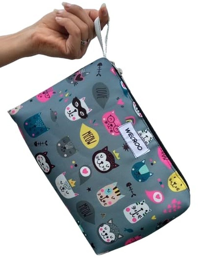WECROO Insulated Lunch Bag, Cute Cat Pattern Design, with Small Pouch Reusable Insulated Lunch Tote Lunch Box Container Waterproof Bag for School Work Picnic (Grey Kitty) - Image 5