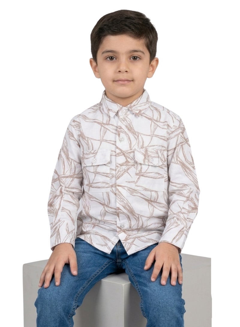 babyqlo Boys Brown Leaf Printed Casual Shirt - Image 4