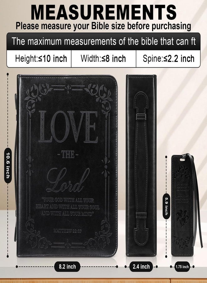 IYGHV IVGHV Leather Bible Cover for Men, Premium PU Leather Bible Cover Case for Women Large, Church Bag, Carrying Book Case, Bible Book Cover with Handle&Zippered Pocket, Bible Bag for Men & Women (Black) - Image 2