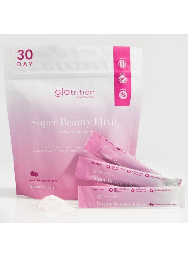 Glotrition Super Beauty Elixir - Collagen Peptides Powder for Skin, Hair & Nail Health. Natural Grass Fed Collagen with Biotin, Hyaluronic Acid & Antioxidants (30ct) - Image 1