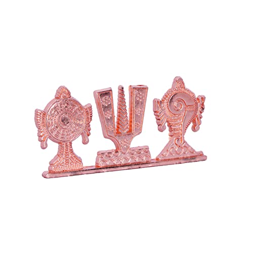 KridayKraft Tirupati Balaji Symbol Stand Shankh Chakra Tilak Copper Plating Finish Decorative for Car Dashboard Home & Office Table Showpiece Figurines,Religious Gift Idol... - Image 4