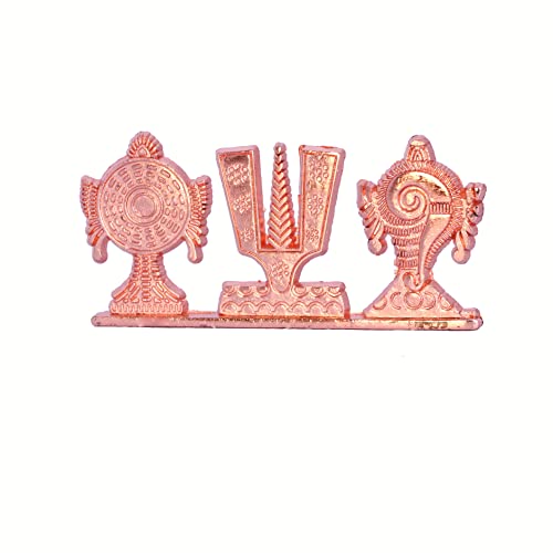 KridayKraft Tirupati Balaji Symbol Stand Shankh Chakra Tilak Copper Plating Finish Decorative for Car Dashboard Home & Office Table Showpiece Figurines,Religious Gift Idol... - Image 3