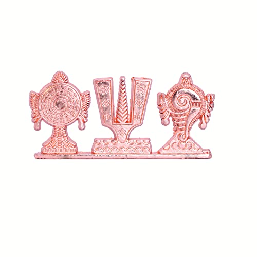 KridayKraft Tirupati Balaji Symbol Stand Shankh Chakra Tilak Copper Plating Finish Decorative for Car Dashboard Home & Office Table Showpiece Figurines,Religious Gift Idol... - Image 5