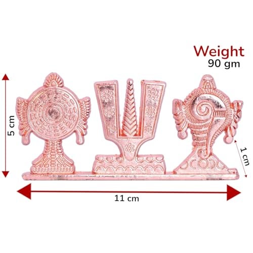 KridayKraft Tirupati Balaji Symbol Stand Shankh Chakra Tilak Copper Plating Finish Decorative for Car Dashboard Home & Office Table Showpiece Figurines,Religious Gift Idol... - Image 2
